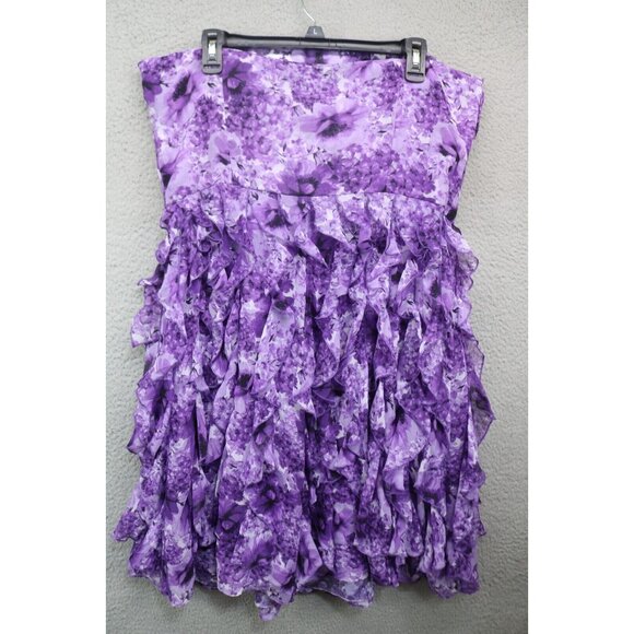 White House Black Market Strapless Floral Dress-16-Ruffles-Belted-Fairy-NWT - Picture 9 of 12